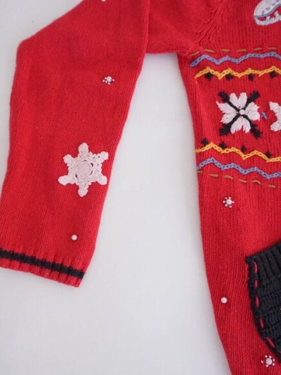 Vintage Kakit Winter Ski Snowflake Festive Cardigan Holiday Retro 90s Sweater S - Picture 8 of 10